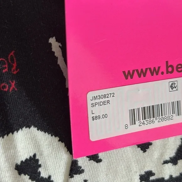 ❌SOLD❌ NWT [Betsey Johnson] Stretchy Black & White Spider Halter Dress Women’s L - Picture 10 of 11